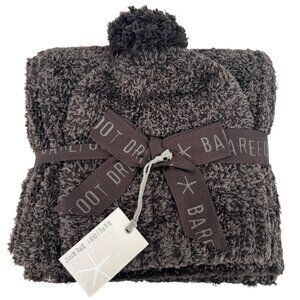 Barefoot Dreams Pom Pom Beanie Scarf Set Espresso Cocoa NWT